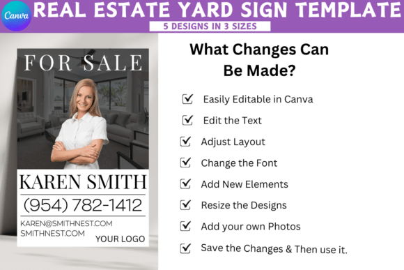5 Real Estate Yard Sign Canva Template * FREE